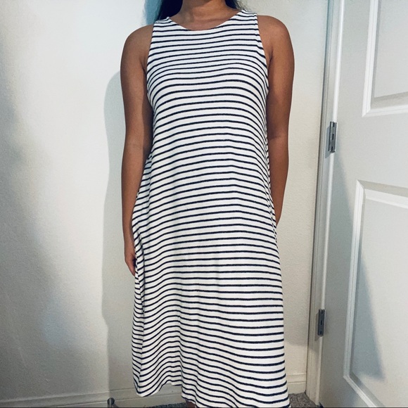 zara black and white striped dress